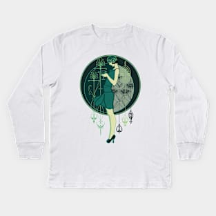 Art Deco Lady Kids Long Sleeve T-Shirt